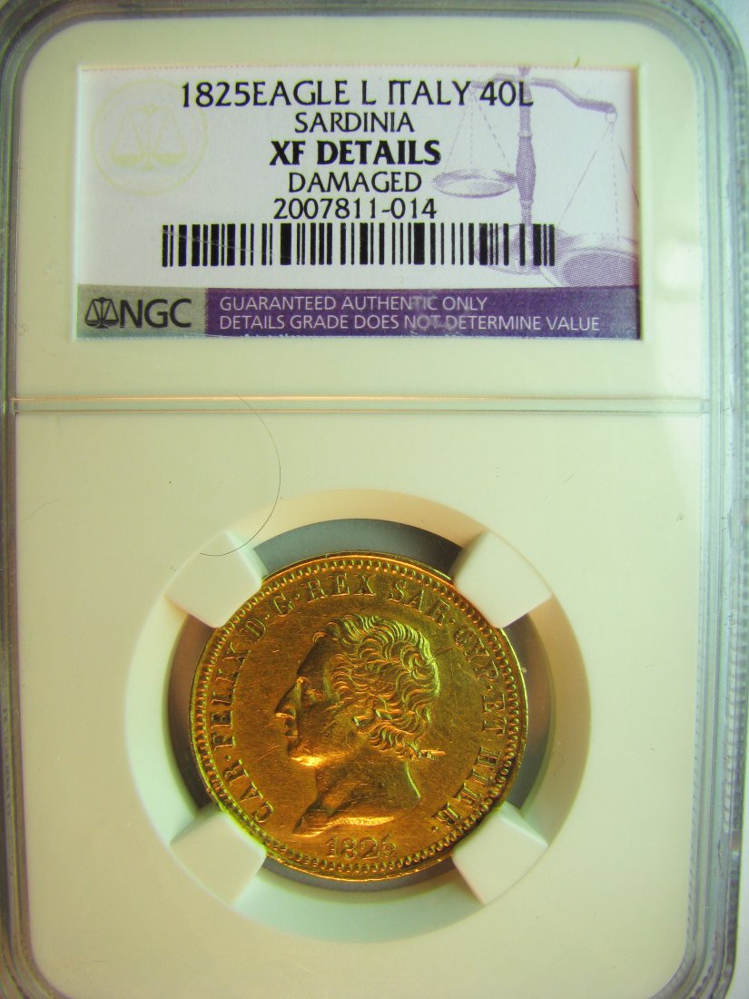 Italy: Sardinia / Charles Felix / 1821 - 1831 / 40 Lire / 1825(L) Turin / Gold / 12.9 g / KM C107.1