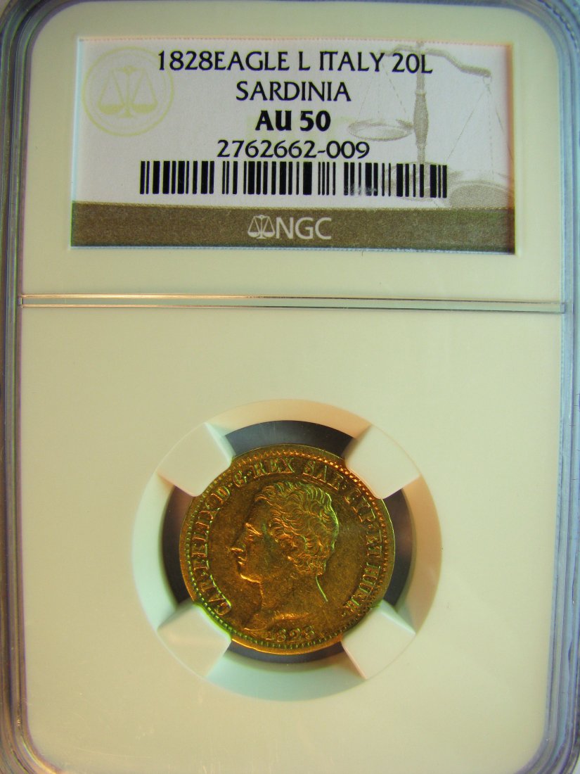 Italy: Sardinia - Charles Felix / 1821 - 1831 / 20 Lire / 1828 Turin / Gold / 6.45 g / KM 106.1