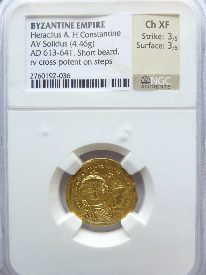Byzantine Empire: Heraclius & H Constantine / 613 - 641 / Solidus / ND / Gold