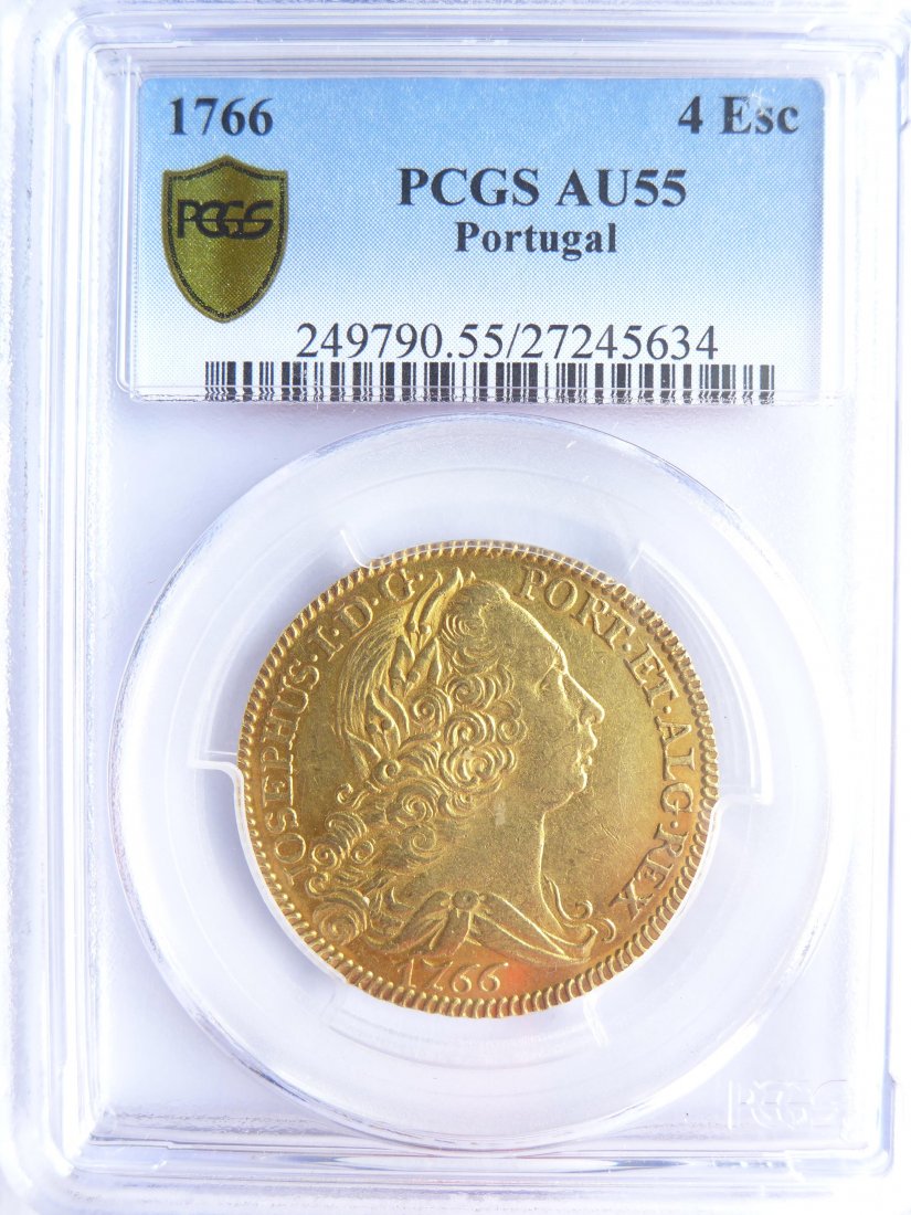 Portugal: Jose I / 1750 -1777 / 4 Escudos (Peca) / 1766 / Gold / 14.3 g / KM 240