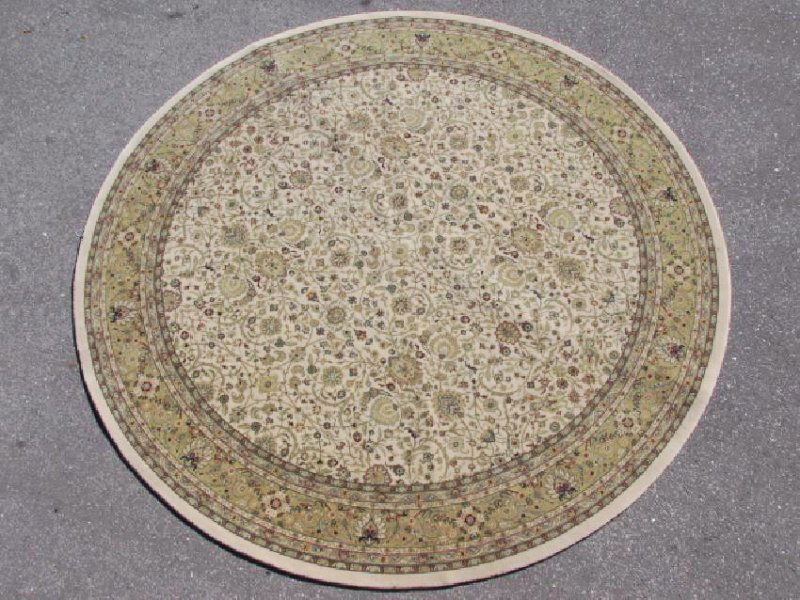 ROUND PERSIAN STYLE WOOL & SILK AREA RUG 8' DIAM (1 of 6)