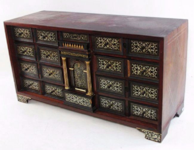 ITALIAN NEOCLASSICAL INLAID EBONY TABLE CABINET (1 of 10)