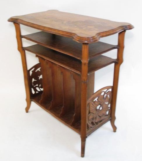 EMILE GALLE MARQUETRY INLAID MUSIC STAND SIDE TABLE (1 of 10)