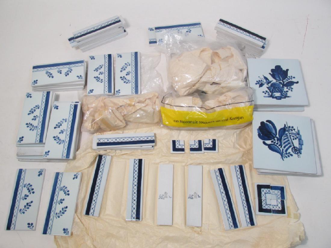 ROYAL COPENHAGEN PORCELAIN MOSAIC TILES: Royal Copenhagen hand painted porcelain mosaic tiles. Quanitity unknown, see photos. Good condition. Weight: approx. 25 lbs.