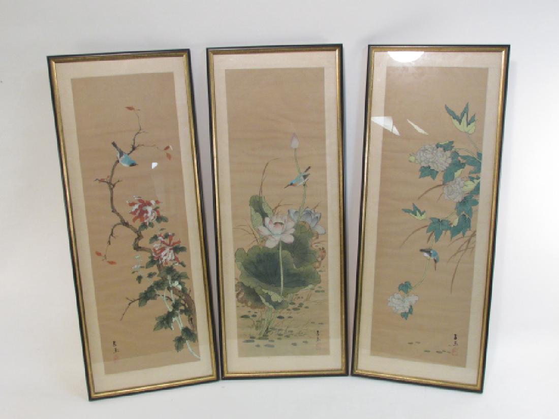 THREE FRAMED CHINESE PAINTINGS ON SILK (1 of 9)