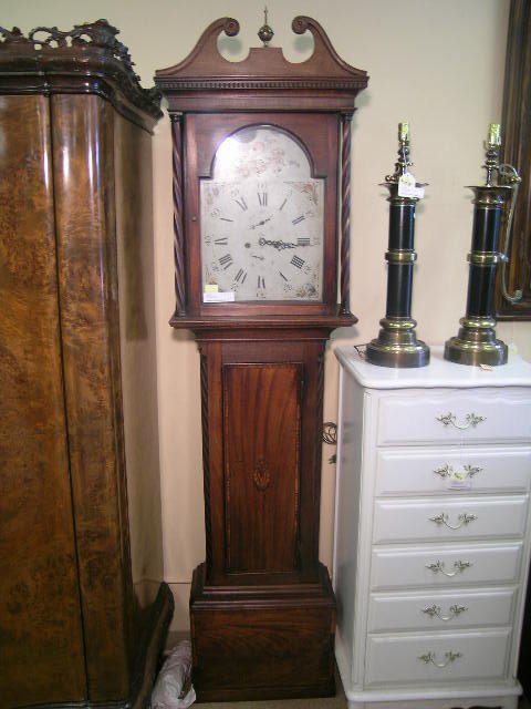 ANTIQUE TALL CASE GRANDFATHER CLOCK
