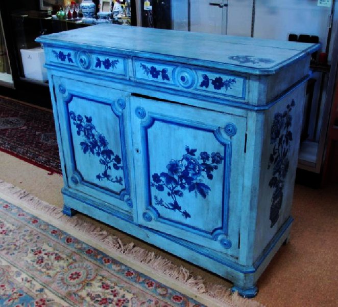 LATE 19TH CENTURY SWEDISH STYLE BLUE PAINTED CABINET (1 of 9)