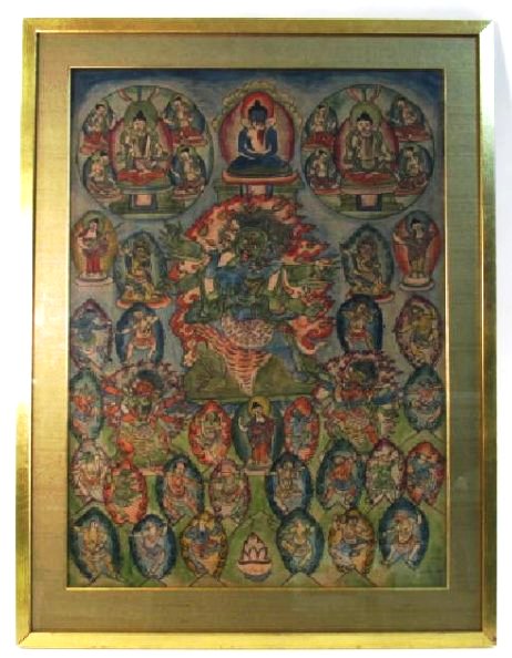 ANTIQUE TIBETAN HAND PAINTED THANGKA (1 of 10)