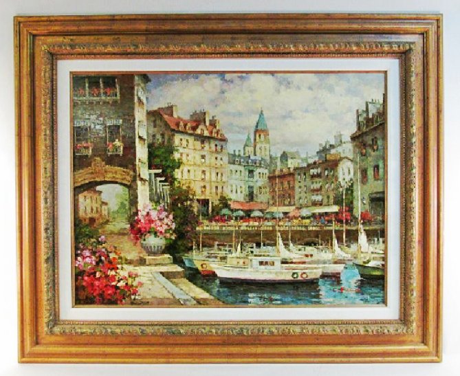 LARGE FRAMED OIL ON CANVAS PAINTING SIGNED FRANCIS (1 of 7)