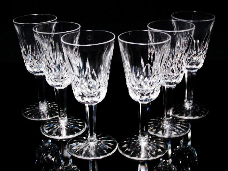 SIX WATERFORD "LISMORE" CRYSTAL SHERRY GLASSES (1 of 5)