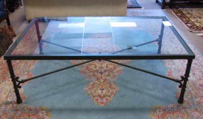 HEAVY BRONZE & GLASS GIACOMETTI STYLE COFFEE TABLE (1 of 5)