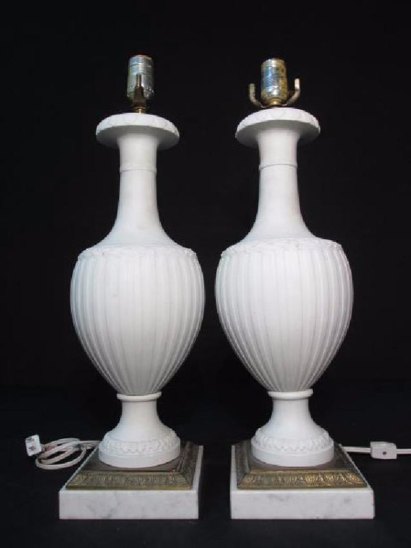 PAIR ITALIAN PARIAN PORCELAIN TABLE LAMPS (1 of 8)