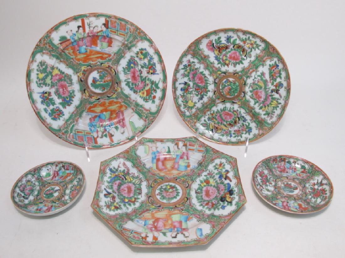 FIVE PIECES CHINESE ROSE MEDALLION PORCELAIN WARE (1 of 10)