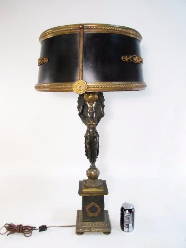 EMPIRE STYLE GILT BRONZE LAMP ANGEL HOLDING CHALICE (1 of 10)