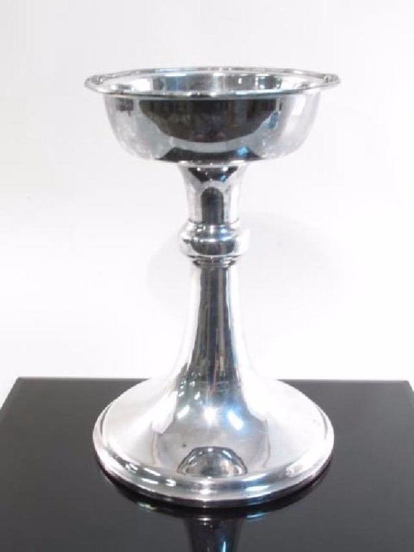 VINTAGE BRUNO WISKEMANN SILVER PLATED WINE STAND: Vintage Bruno Wiskemann silver plated wine stand measuring 18" tall. Chalice form. Good vintage condition, see images. Approximate weight: 6.4 lbs.