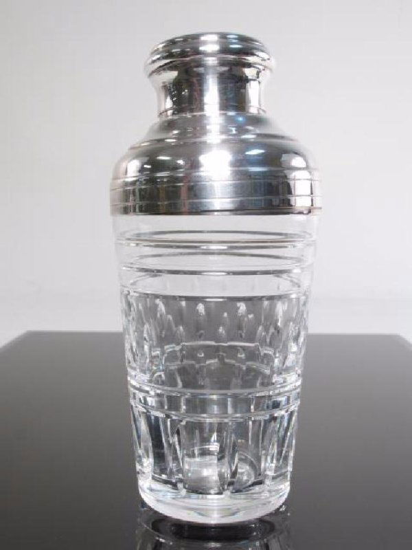 ST. LOUIS CRYSTAL & SILVER PLATED COCKTAIL SHAKER (1 of 10)
