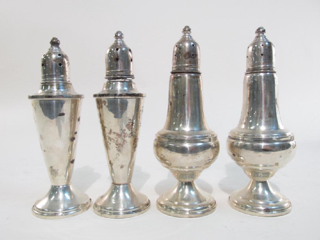 FOUR VINTAGE STERLING SILVER SALT/PEPPER SHAKERS (1 of 3)