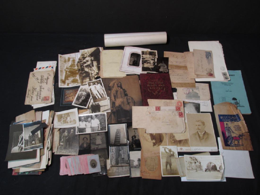 BOX LOT ASSORTED ANTIQUE & VINTAGE EPHEMERA, PHOTO (1 of 7)