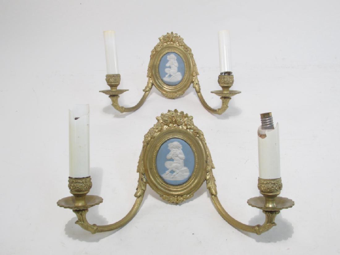 TWO ANTIQUE WEDGWOOD JASPERWARE SATYR MOUNTED SCON (1 of 7)