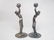 TWO WMF ART NOUVEAU SILVERED METAL CANDLEHOLDERS