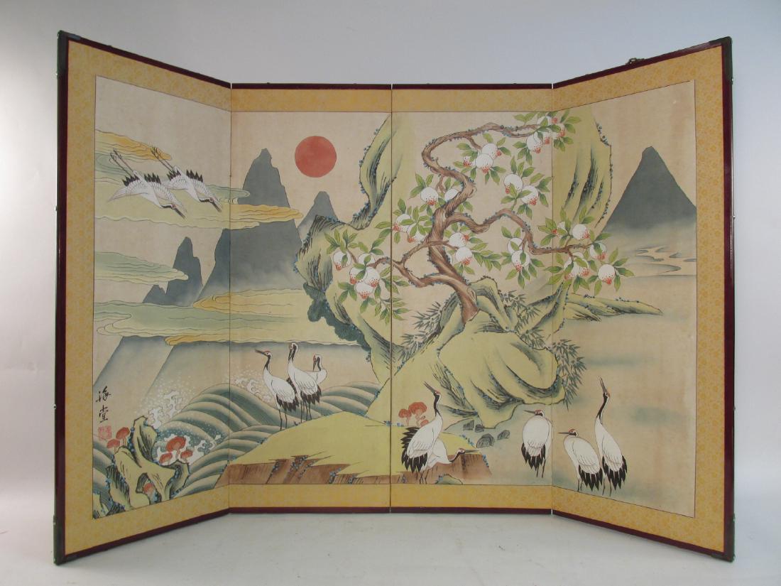 CHINESE HAND PAINTED SILK SCREEN (1 of 7)