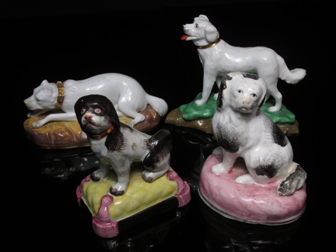 FOUR STAFFORDSHIRE PORCELAIN DOGS: ALCOCK (1 of 7)