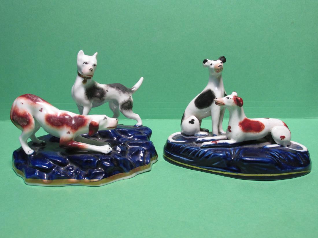 TWO 19TH C STAFFORDSHIRE DUDSON FIGURAL DOG GROUPS (1 of 10)