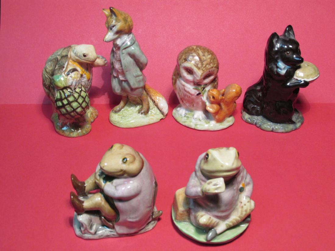 SIX BEATRIX POTTER PORCELAIN FIGURINES FROGS, ETC. (1 of 10)
