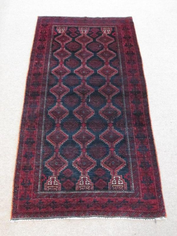 VINTAGE AFGHAN HAND KNOTTED WOOL RUG 3'6" x 6'9" (1 of 5)