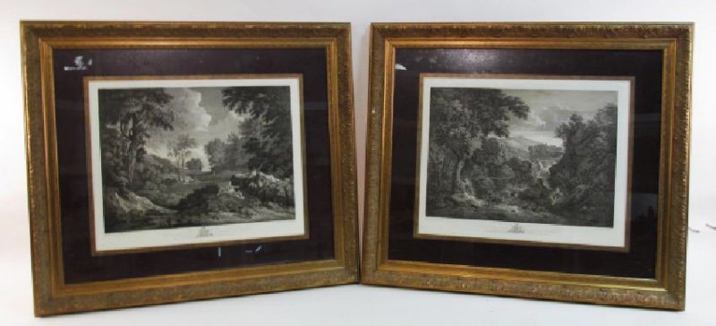 TWO ANTIQUE ETCHINGS AFTER GASPAR POUSSIN (1 of 9)