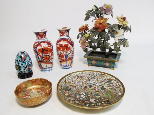 CHINESE/JAPANESE LOT: JADE TREE, SATSUMA, ETC 6 PC (1 of 9)