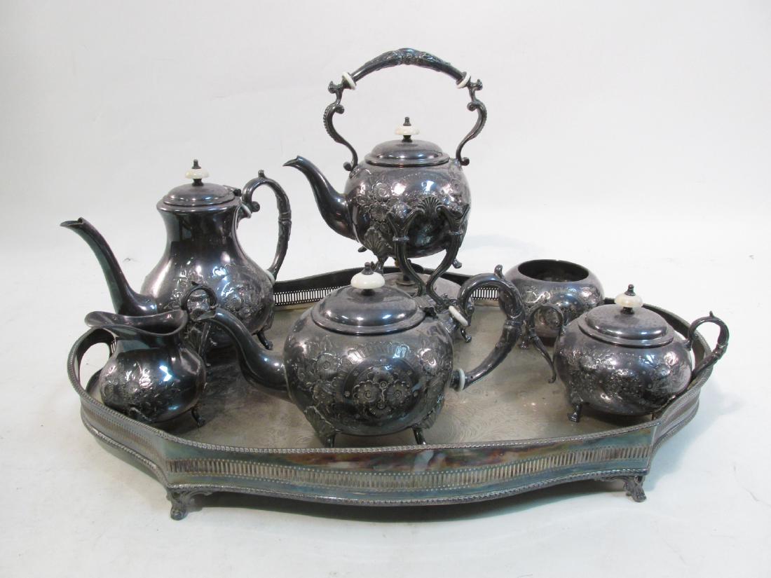 【John Turton】 ファルコンのティーセット 4点 ティーポット John Turton Silver Plated Tea Set & Sheffield Tray