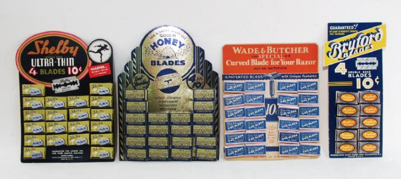 FOUR VINTAGE SAFETY RAZOR BLADE COUNTERTOP DISPLAY (1 of 5)