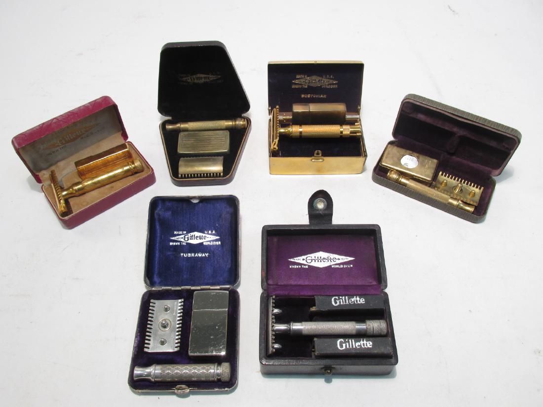 SIX VINTAGE GILLETTE DE SAFETY RAZORS: BOSTONIAN (1 of 10)