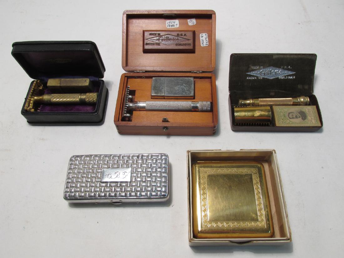 FIVE VINTAGE GILLETTE COLLECTABLE SAFETY RAZORS (1 of 9)