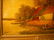 643: ANTIQUE OIL CANVAS PAINTING FARM ON POND SIGNED - 4
