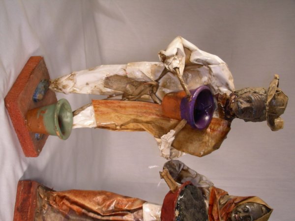 3 PC PAPER MACHE FIGURES MEN PEASANTS - 4
