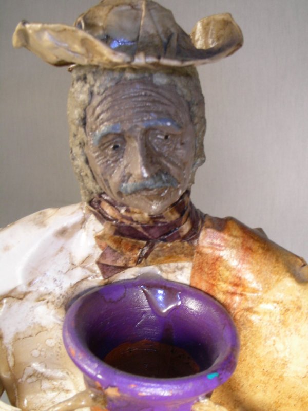 3 PC PAPER MACHE FIGURES MEN PEASANTS - 5