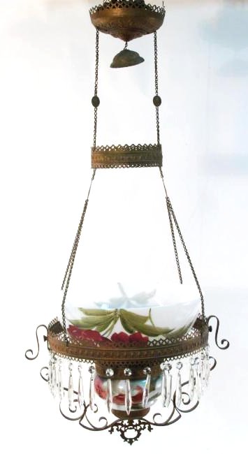 VICTORIAN HANGING PULL DOWN LIBRARY OIL LAMP (1 of 10)