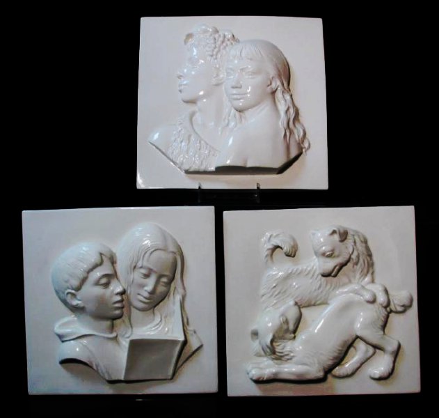 THREE KPM PORCELAIN RELIEF PLAQUES (1 of 6)