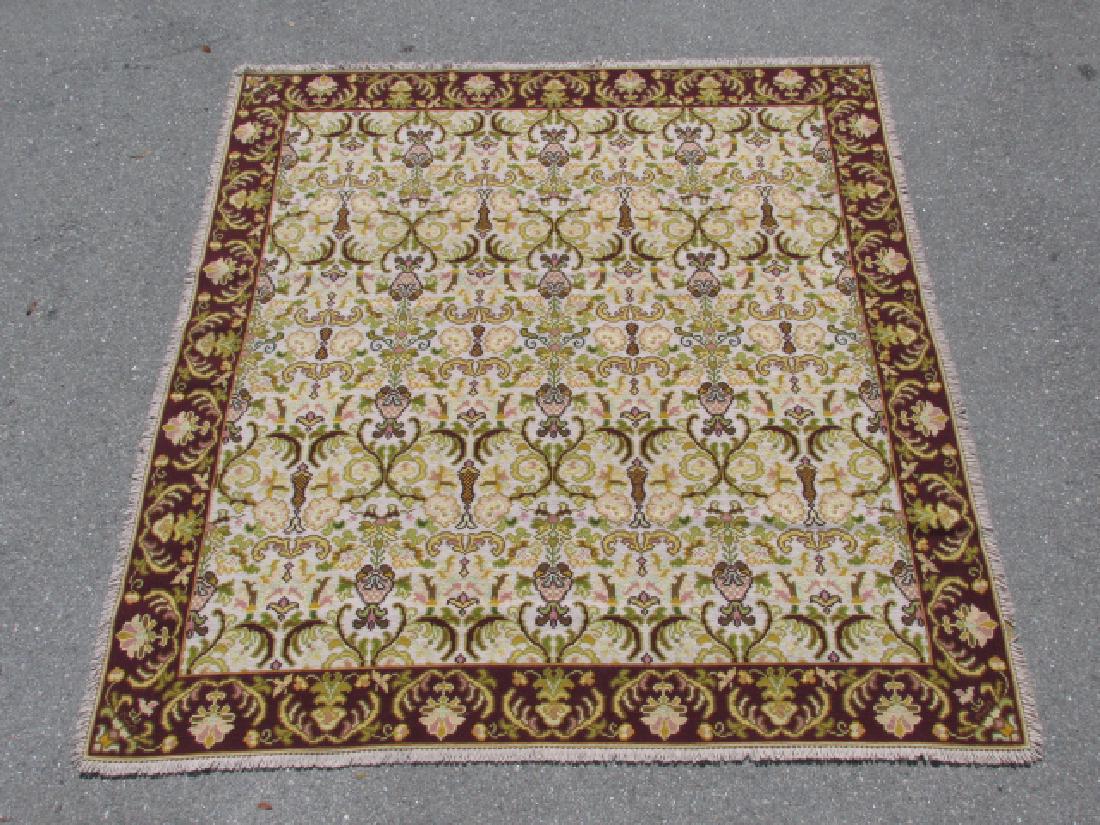 VINTAGE PORTUGUESE NEEDLEPOINT RUG - 6'9" x 7'3" (1 of 6)