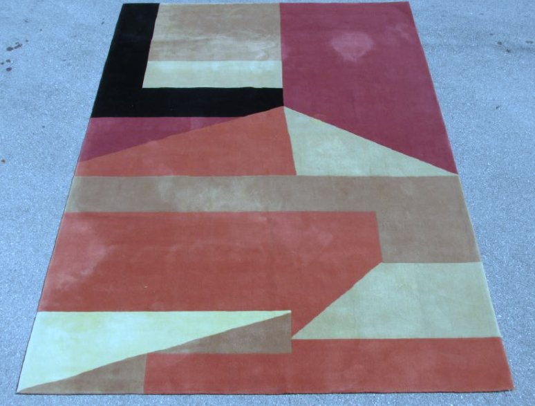 LARGE CONTEMPORARY WOOL RUG - 8'10" x 11'7" (1 of 5)