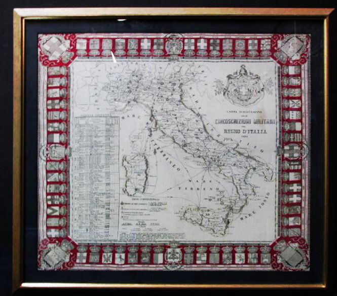ANTIQUE ITALIAN MILITARY MAP HANDKERCHIEF C 1884 (1 of 10)