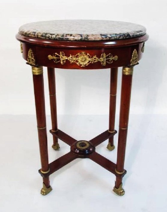 19TH C EMPIRE MAHOGANY & MARBLE TABLE (1 of 8)