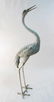 LARGE SILVERED BRONZE CRANE BIRD GARDEN SCULPTURE