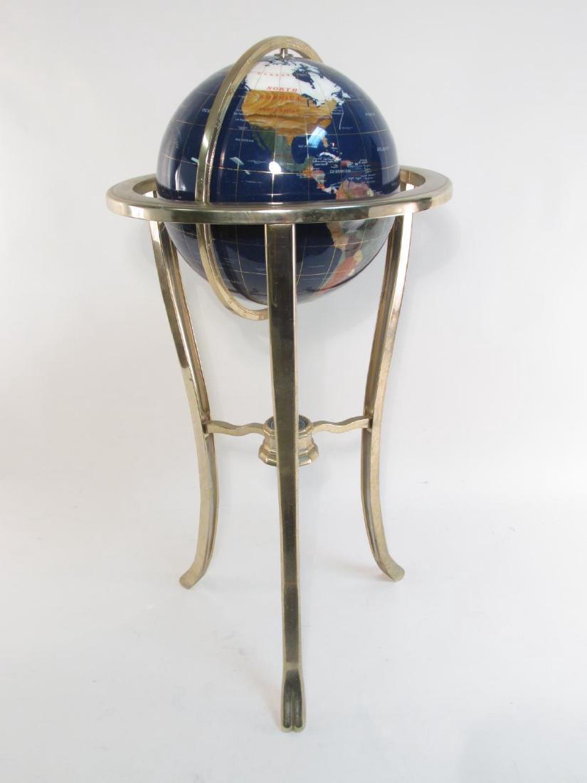 GEMSTONE WORLD GLOBE ON BRASS FLOOR STAND (1 of 6)