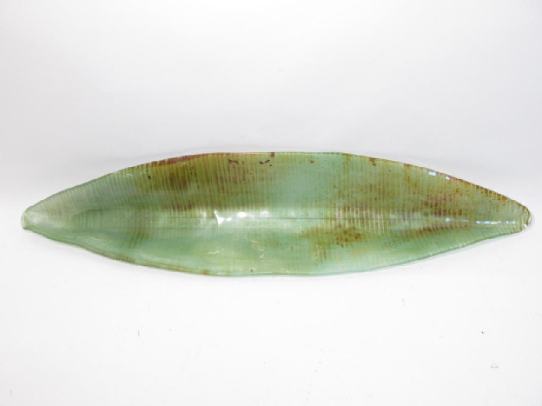 MONUMENTAL VARIEGATED GREEN ART GLASS TRAY (1 of 4)