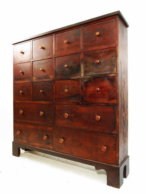 ANTIQUE PINE APOTHECARY STYLE CHEST OF DRAWERS (1 of 7)