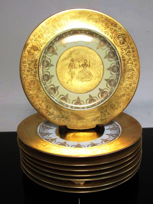 EIGHT STW BARAVIA GILDED PORCELAIN CABINET PLATES (1 of 6)