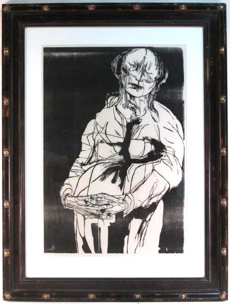 LEONARD BASKIN HAND SIGNED LITHOGRAPH "BETRAYAL" (1 of 7)